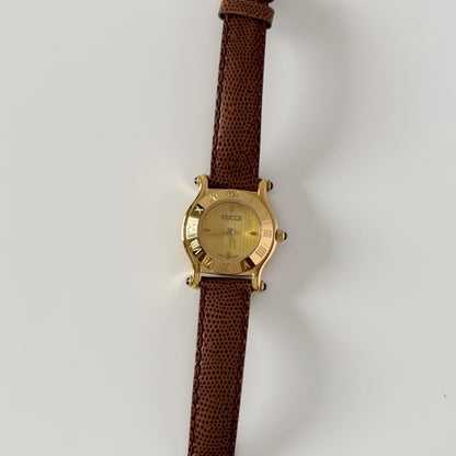Gucci 1990s Gold Dial Gold Plated Watch