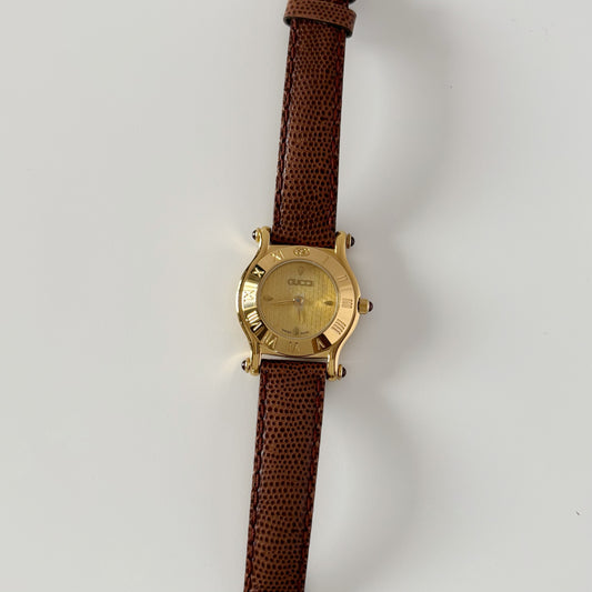 Gucci 1990s Gold Dial Gold Plated Watch