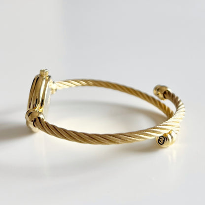 Gucci 1990s Seashell Dial Gold Plated Cable Bangle Watch