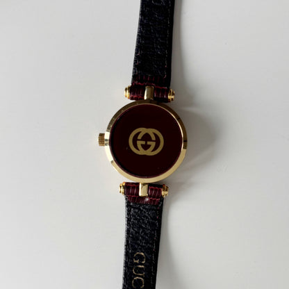 Gucci 1990s Round Dial Red Gold Plated Watch