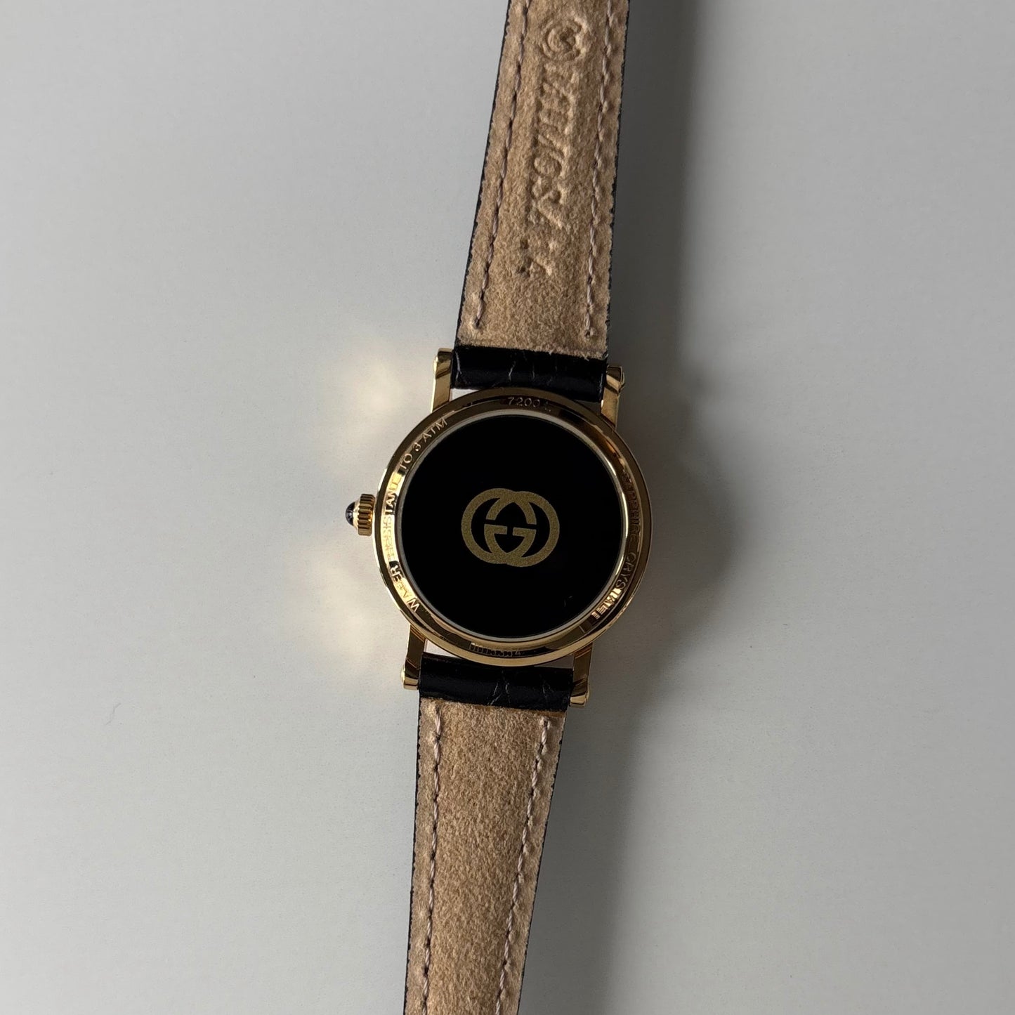 Gucci 1990s Date Round Dial Gold Plated Watch