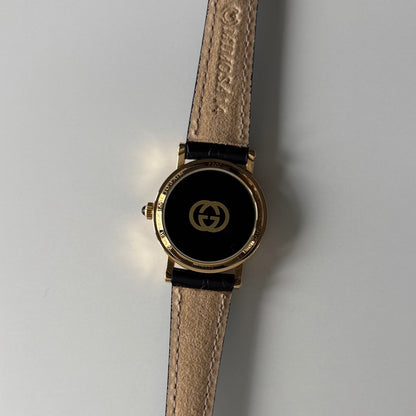 Gucci 1990s Date Round Dial Gold Plated Watch