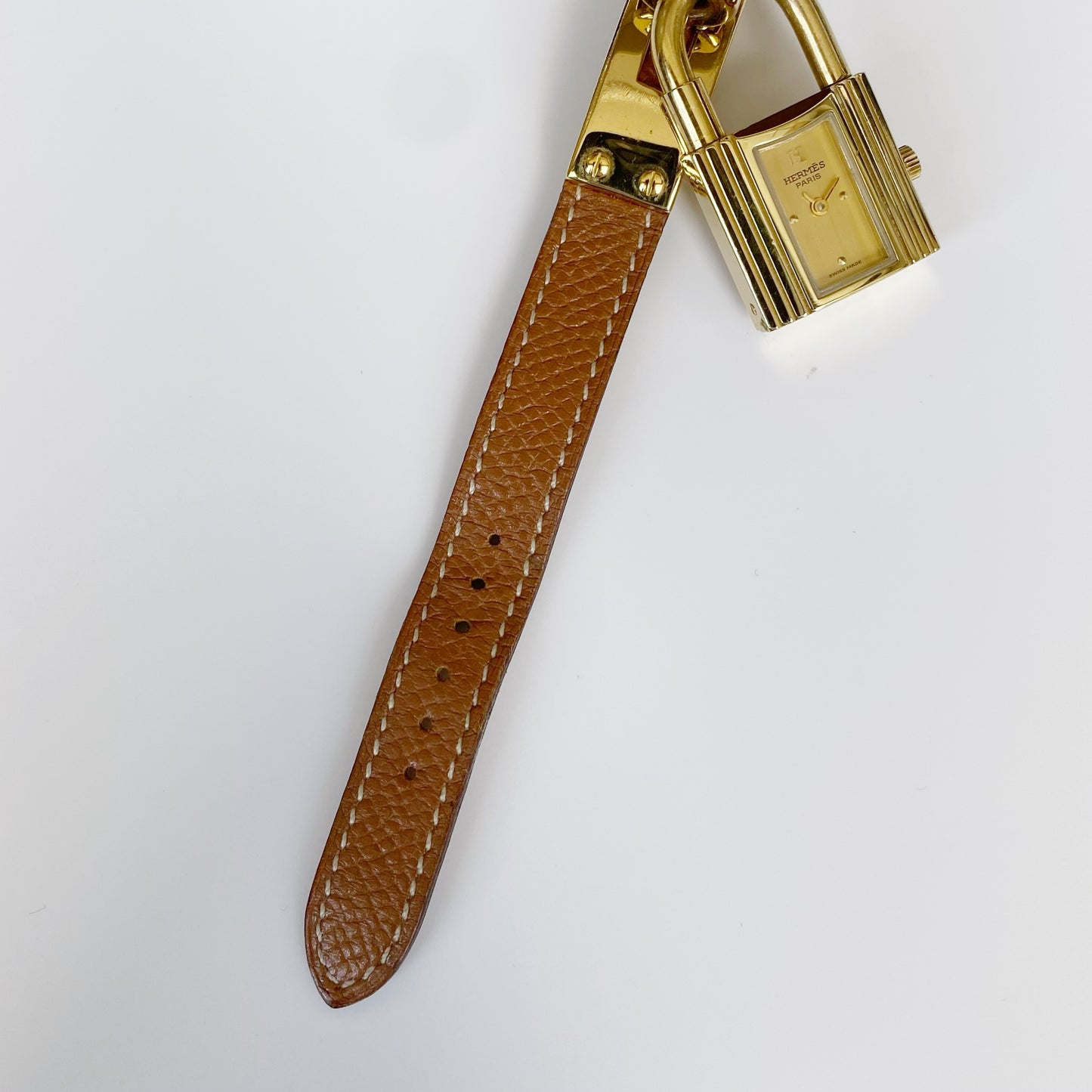 Hermés 1990s Kelly Gold Plated Leather Watch