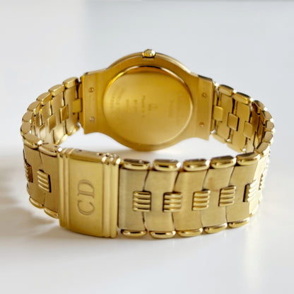 Dior 1990s Moon Phase Triple Calendar Gold Plated Watch