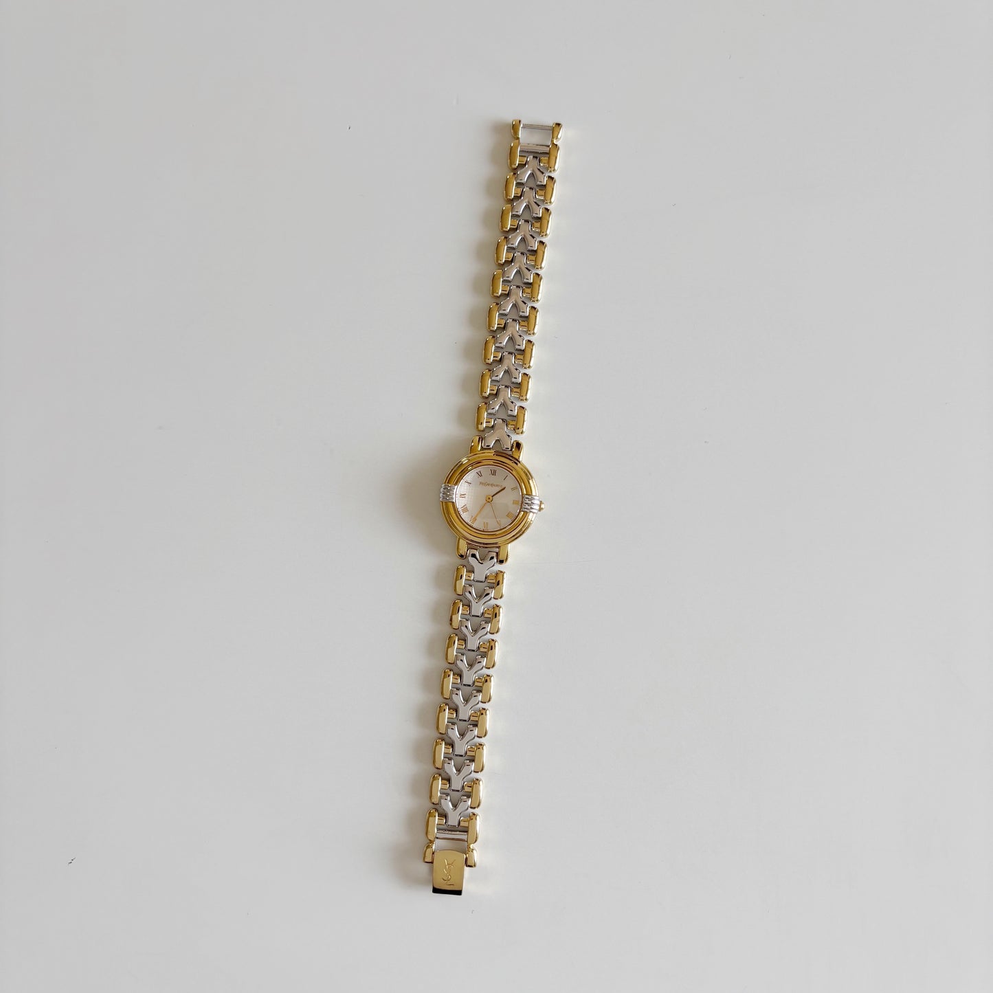 Yves Saint Laurent 1990s Round Dial Two Tone Watch