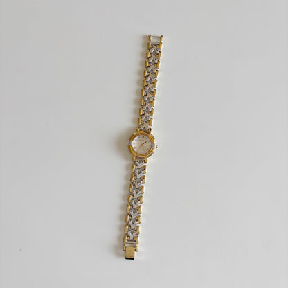 Yves Saint Laurent 1990s Round Dial Two Tone Watch