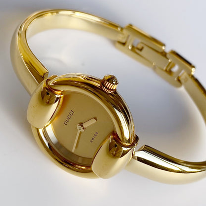 Gucci 1990s Gold Plated Bangle Watch