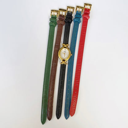 Fendi 1990s Interchangeable Belt Watch with 5 belts, case