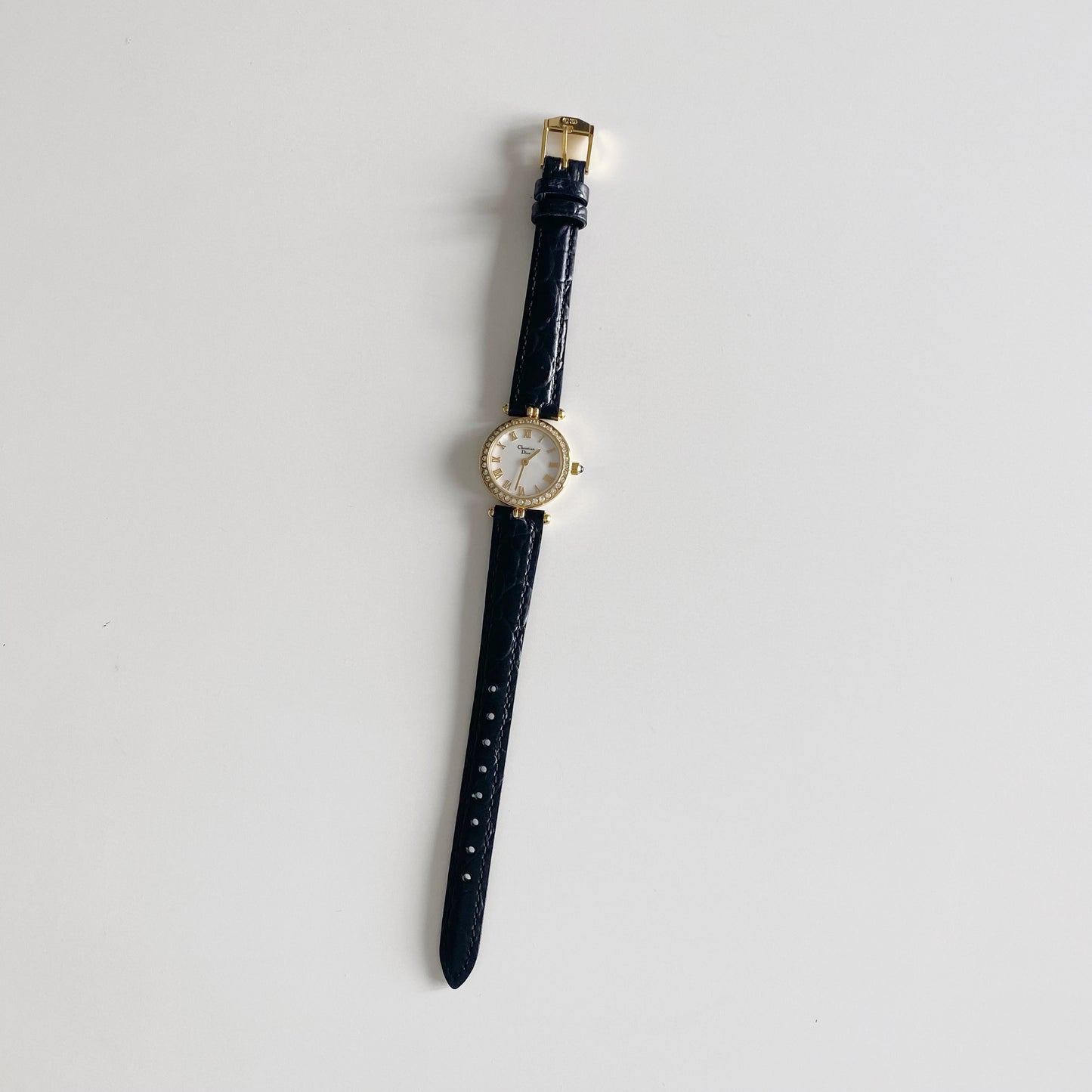 Dior 1990s Seashell Round Dial Gold Plated Watch