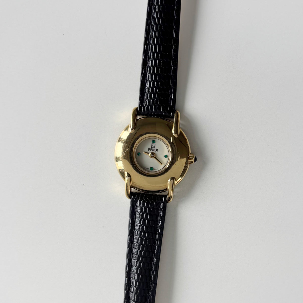 Fendi 1990s Round Dial Gold Plated Watch