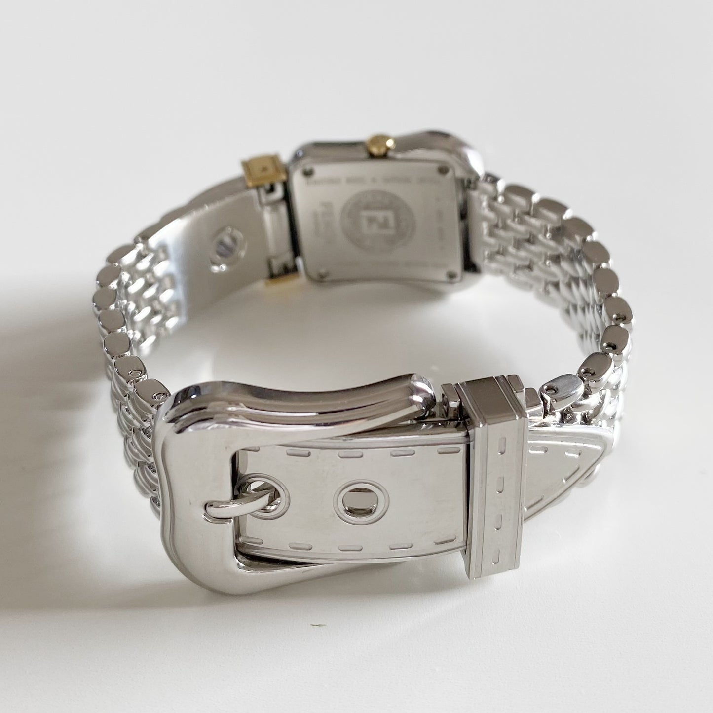 Fendi 1990s Seashell Dial Two Tone Belt Watch