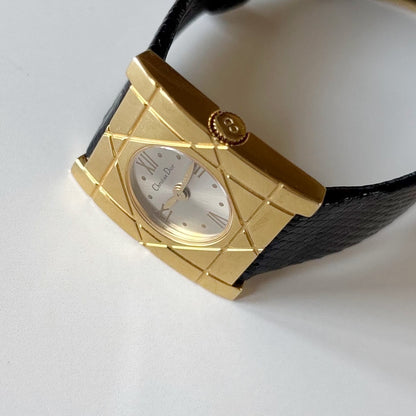 Dior 1990s Square Dial Gold Plated Watch