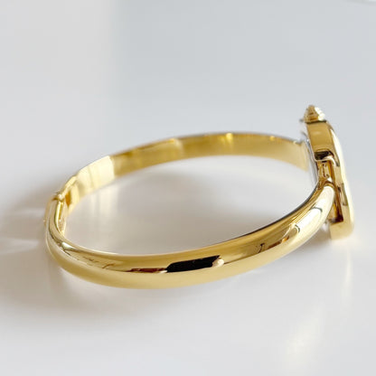 Yves Saint Laurent 1990s Heart Shaped Dial Gold Plated Bangle Watch