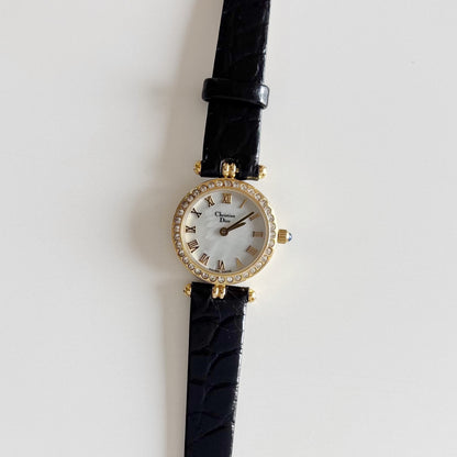 Dior 1990s Seashell Dial Gold Plated Watch