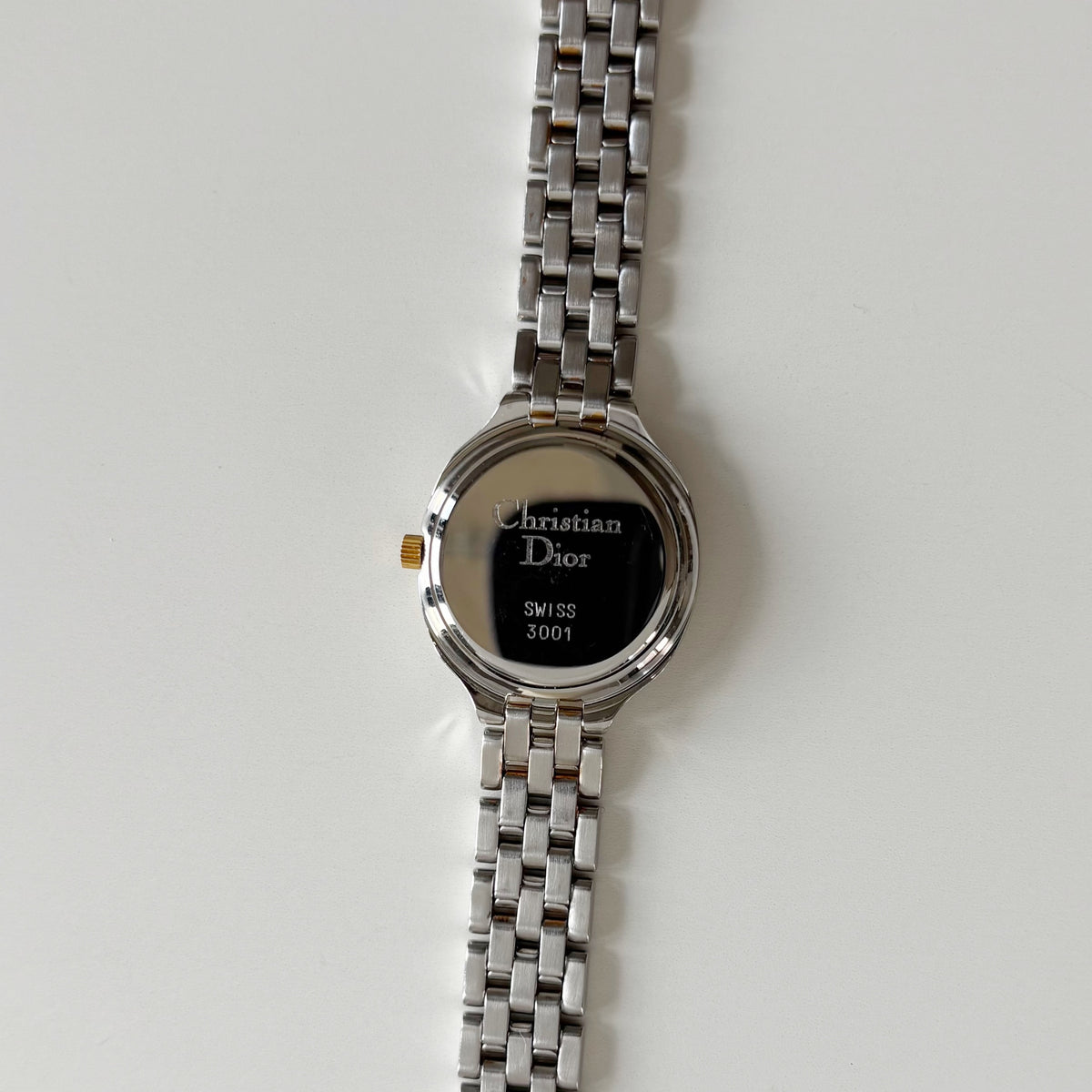 Dior 1990s Date Round Dial Gold Plated Two Tone Watch