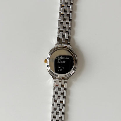 Dior 1990s Date Round Dial Gold Plated Two Tone Watch