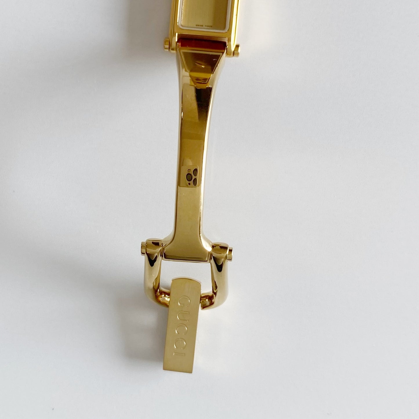 Gucci 1990s Gold Dial Gold Plated Bangle Watch (Small)