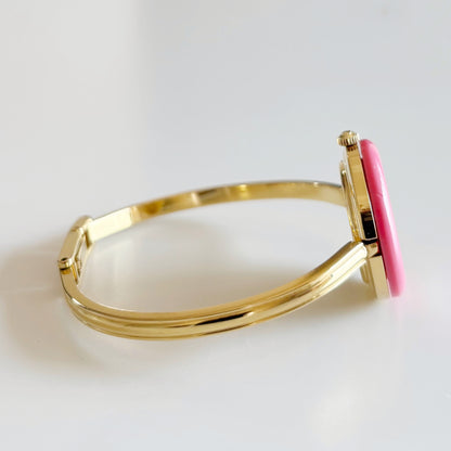 Gucci 1990s Interchangeable Bezel Gold Plated Bangle Watch with 12 bezels, case