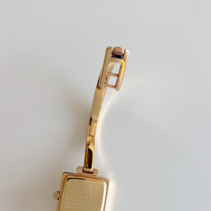 Gucci 1990s Seashell Square Dial Gold Plated Bangle Watch