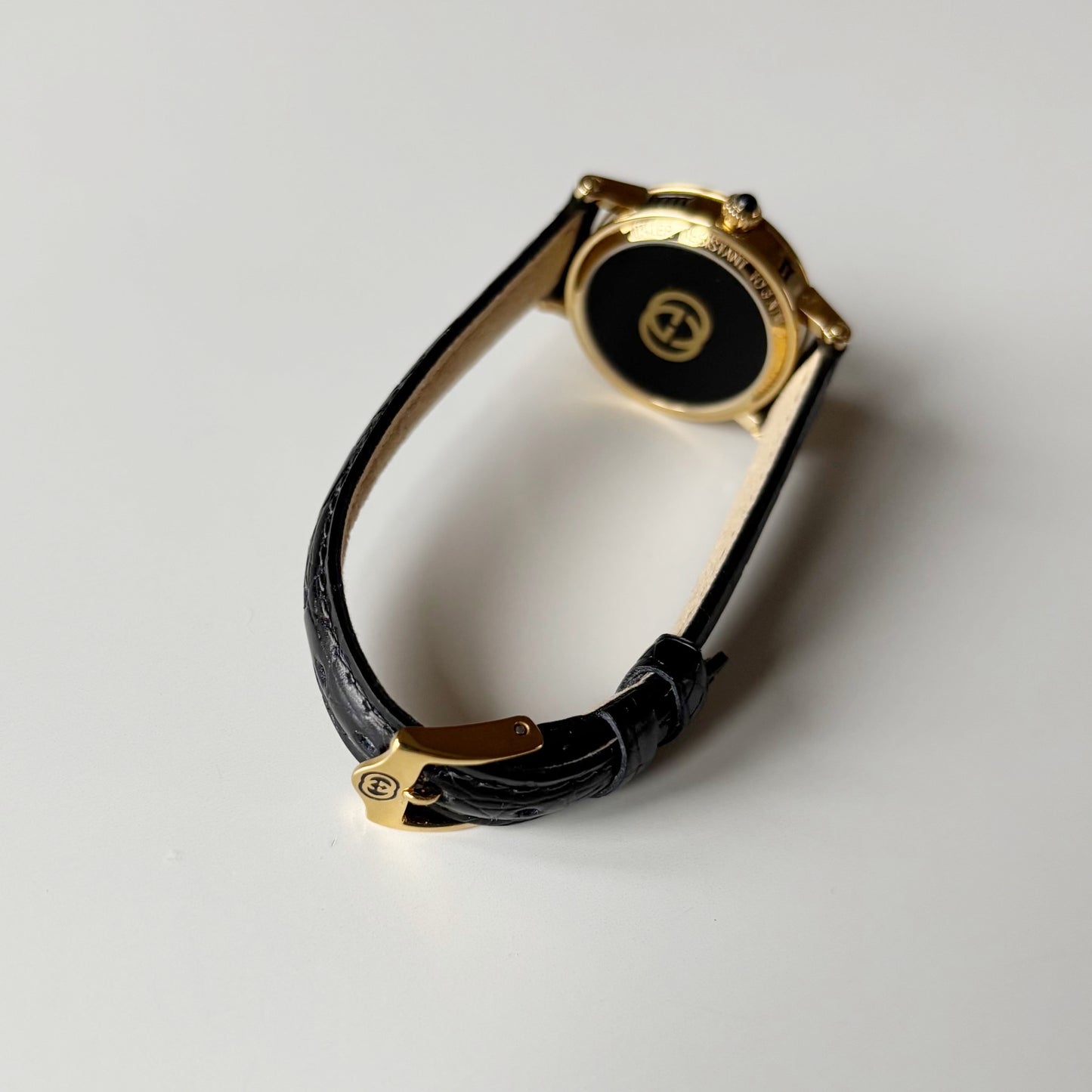 Gucci 1990s Date Round Dial Gold Plated Watch