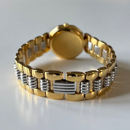 Dior 1990s Octagon Gold Dial Two-Tone Gold-Plated Watch