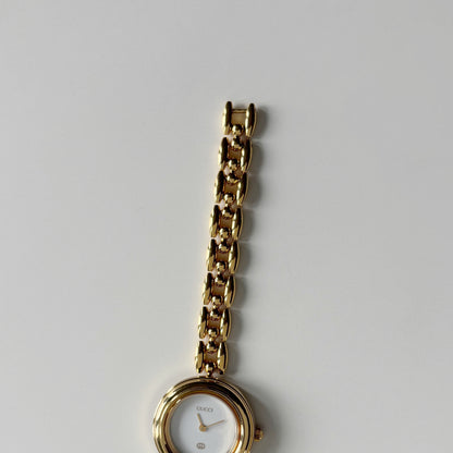 Gucci 1990s Interchangeable Bezel Gold Plated Rice Chain Watch with 6 bezels, case (160mm)