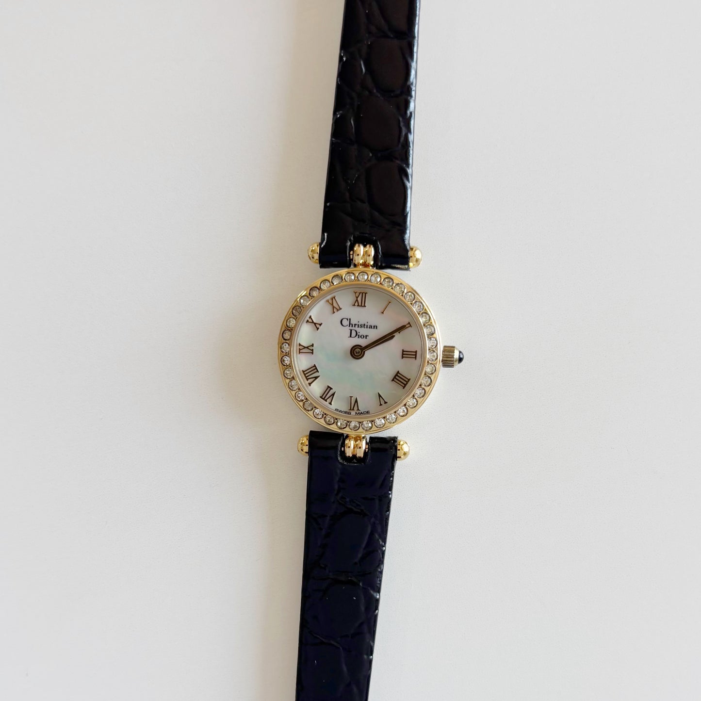 Dior 1990s Seashell Round Dial Gold Plated Watch