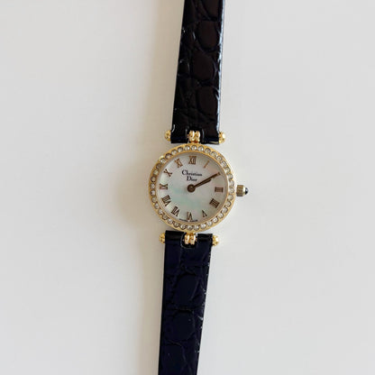 Dior 1990s Seashell Round Dial Gold Plated Watch