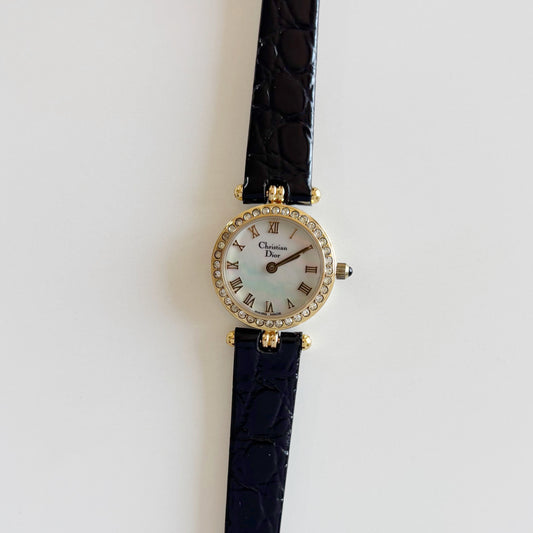 Dior 1990s Seashell Round Dial Gold Plated Watch