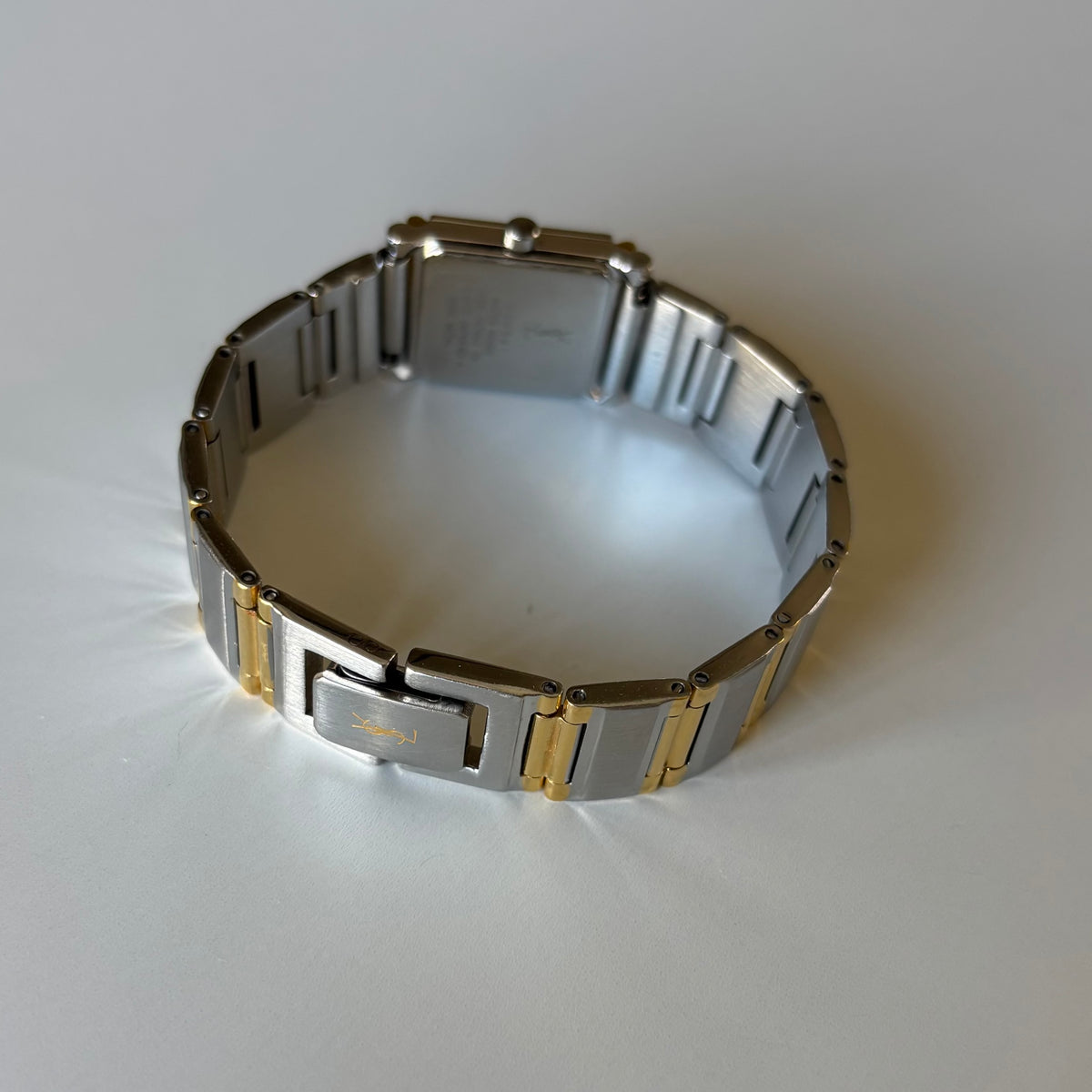 Yves Saint Laurent 1990s Square Dial Two-Tone Gold-Plated Watch