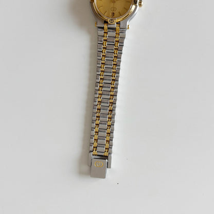 Gucci 1990s Date Round Dial Two Tone Watch