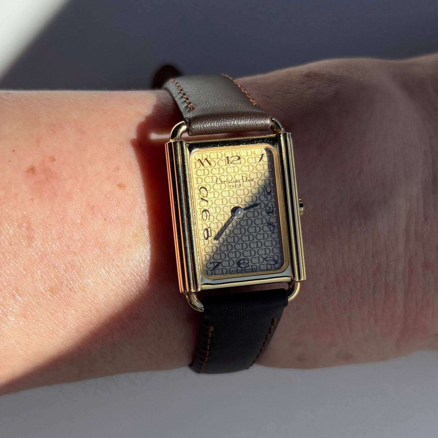 Dior 1990s Tank Gold Plated Watch