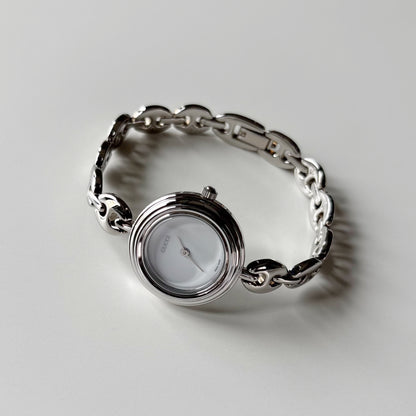 Gucci 1990s Interchangeable Bezel Silver Stainless Steel Watch with 6 bezels, case (165mm)