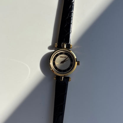 Gucci 1990s Round Dial Gold Plated Watch