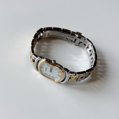 Hermes 1990s Rallye Two Tone Gold Plated Watch