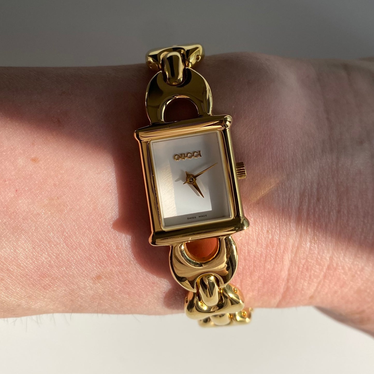 Gucci 1990s Interchangeable Belt Gold Plated Watch with 3 straps, case