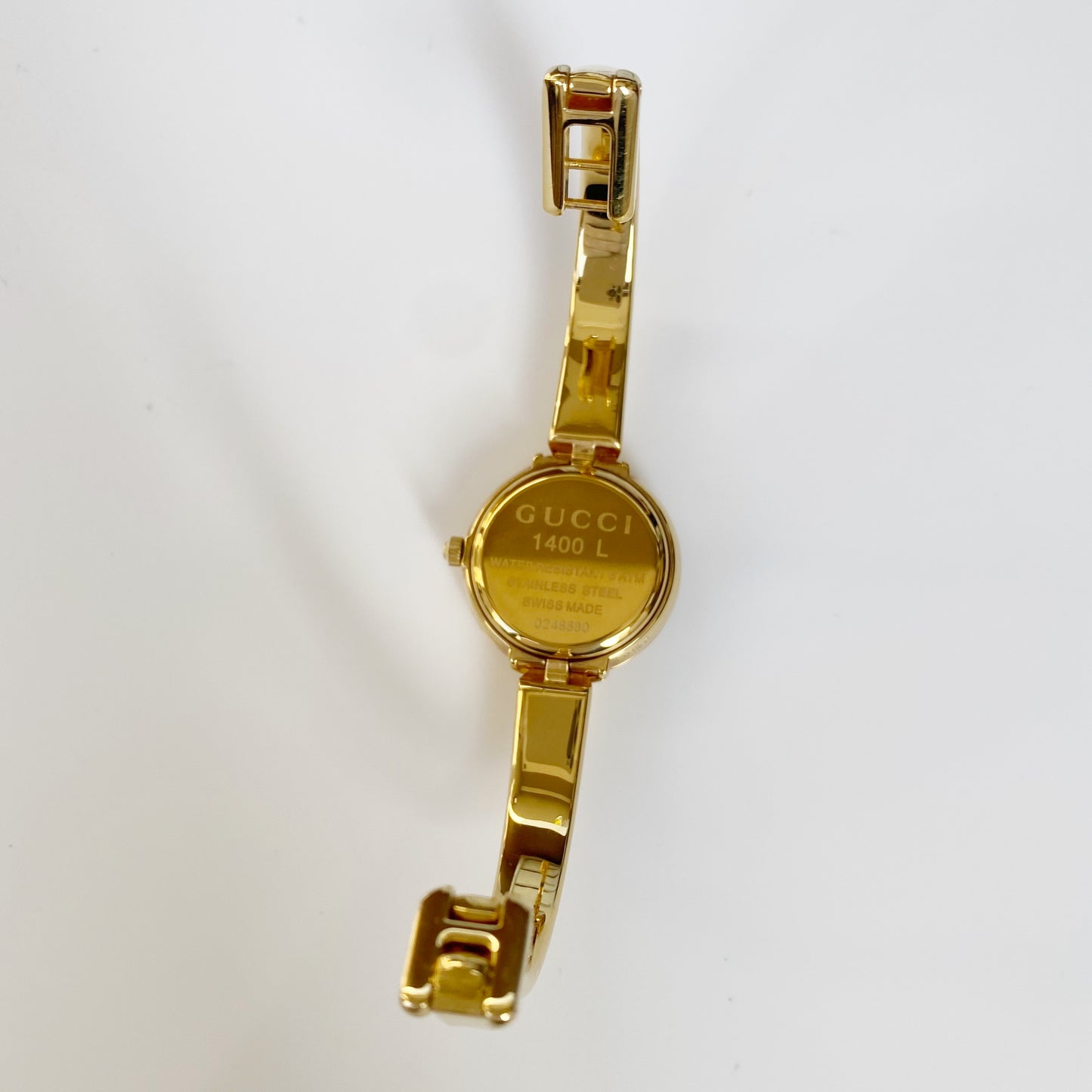 Gucci 1990s Gold Dial Gold Plated Bangle Watch