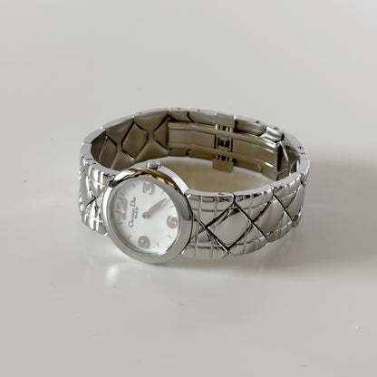 Dior 1990s Seashell Round Dial Stainless Steel Watch