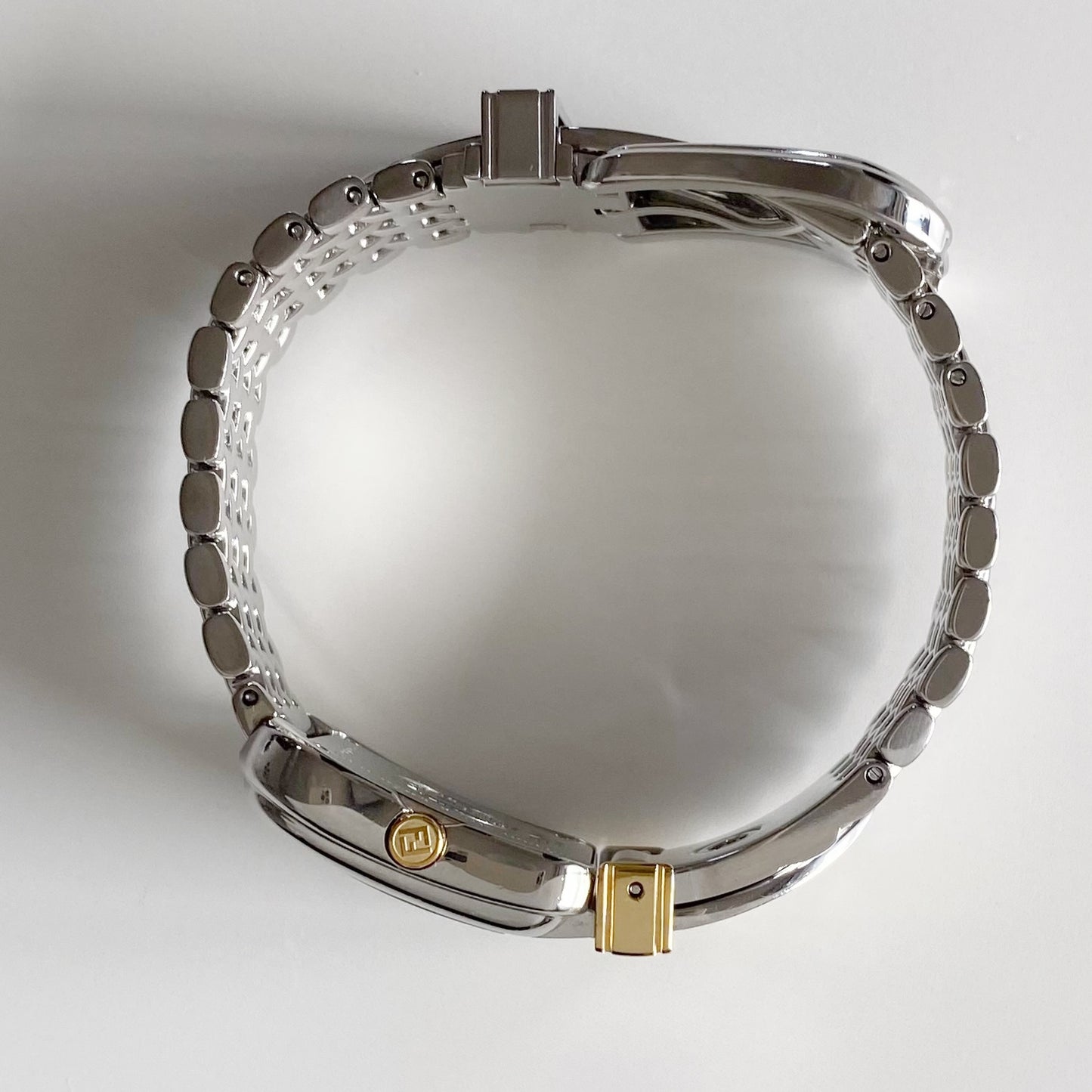 Fendi 1990s Seashell Dial Two Tone Belt Watch