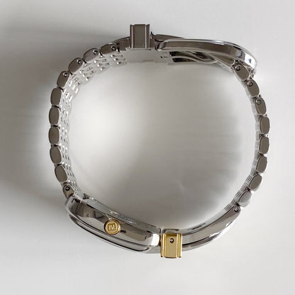 Fendi 1990s Seashell Dial Two Tone Belt Watch