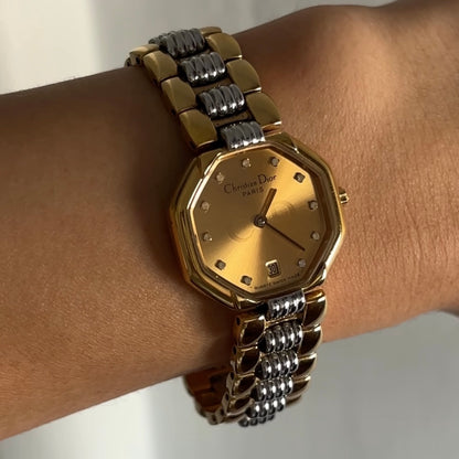 Dior 1990s Octagon Two Tone Watch