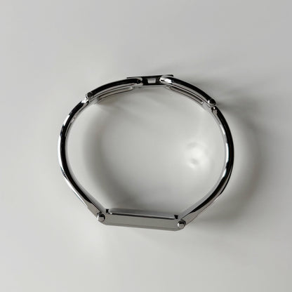 Gucci 1990s Rectangular Dial Stainless steel Bangle Watch