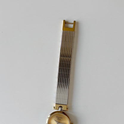 Dior 1990s Round Dial Gold Plated Two Tone Watch