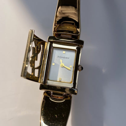 Yves Saint Laurent 1990s Gold Plated Bangle Watch