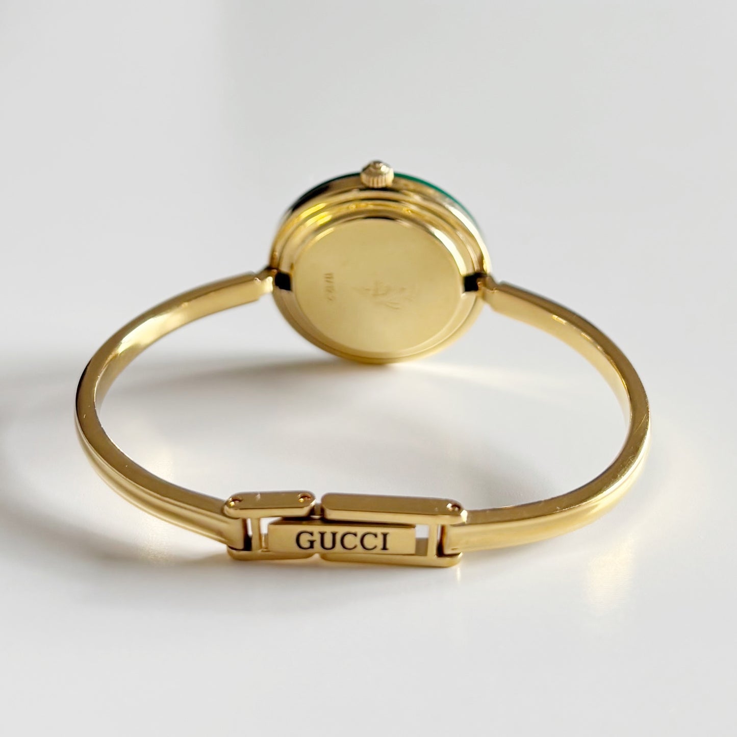 Gucci 1990s Interchangeable Bezel Gold Plated Bangle Watch with 12 bezels, case (Small)