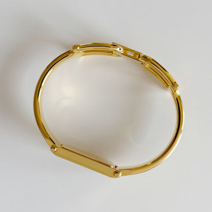 Gucci 1990s Seashell Dial Rectangular Gold Plated Bangle Watch
