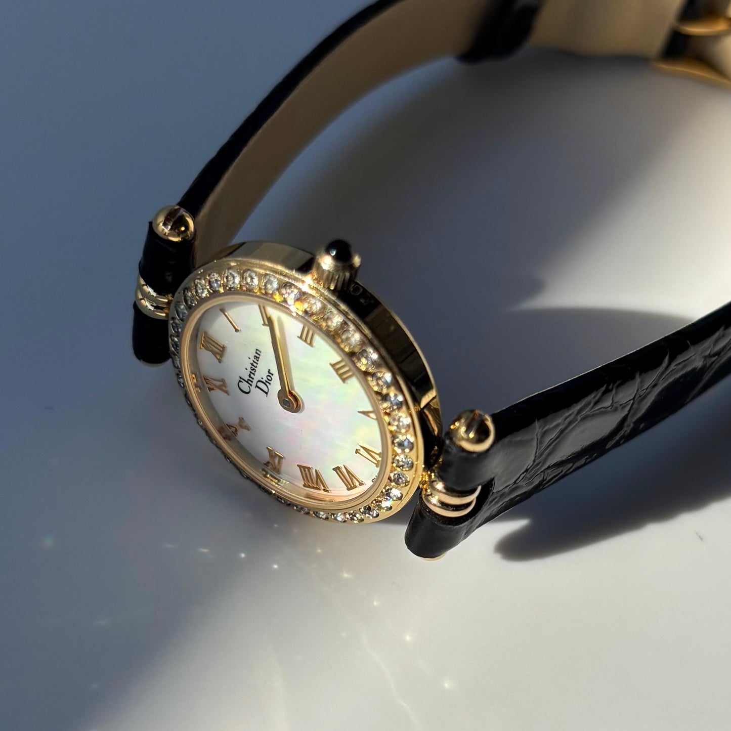 Dior 1990s Seashell Round Dial Gold Plated Watch