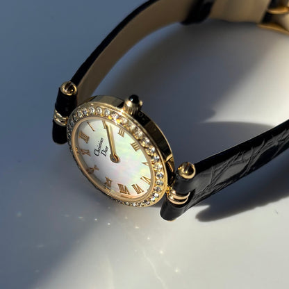 Dior 1990s Seashell Round Dial Gold Plated Watch