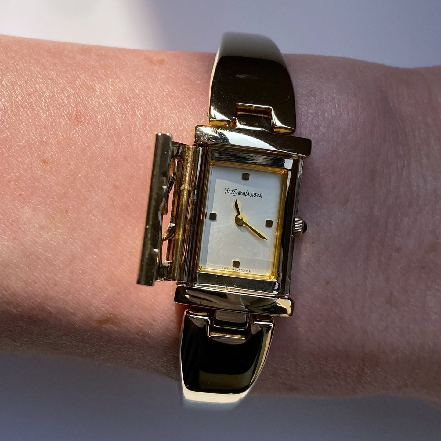 Yves Saint Laurent 1990s Gold Plated Bangle Watch