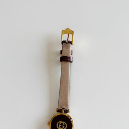 Gucci 1990s Round Dial Gold Plated Watch